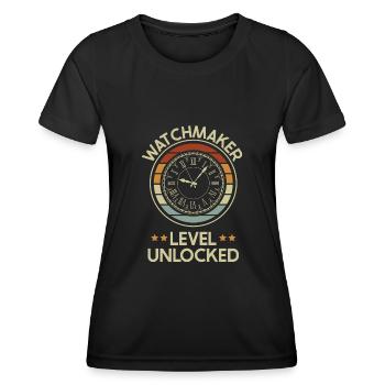 Horlogerie horloger maître cadeau - T-shirt sport Femme - noir - Devant - AI Model Female 172 light (172cm)