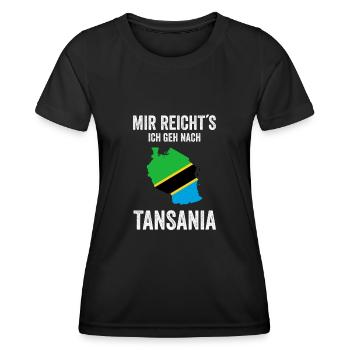 Tansania Tanzania Karte Auswandern Geschenk - Frauen Funktions-T-Shirt - Schwarz - Vorne - AI Model Female 172 light (172cm)