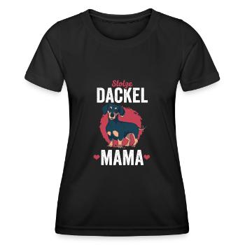 Stolze Dackel Mama Hunde Geschnkidee Frauchen - Frauen Funktions-T-Shirt - Schwarz - Vorne - AI Model Female 172 light (172cm)
