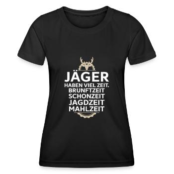 Jägermeisterin Jägerin Jäger Jagd Jagen Hirsch - Frauen Funktions-T-Shirt - Schwarz - Vorne - AI Model Female 172 light (172cm)