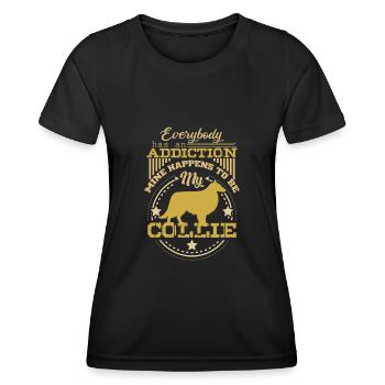 Longhaired collie - Women's Functional T-Shirt - black - Front - AI Model Female 172 light (172cm)