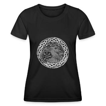 Rabe mit Wikinger vegvisir Rabe Tattoo Geschenk - Frauen Funktions-T-Shirt - Schwarz - Vorne - AI Model Female 172 light (172cm)