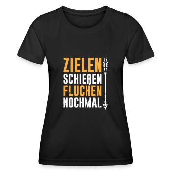 Bogenschützen Pfeil & Bogen Geschenk - Frauen Funktions-T-Shirt - Schwarz - Vorne - AI Model Female 172 light (172cm)