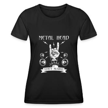 Metal Musik Spruch lustig Metal Head - Frauen Funktions-T-Shirt - Schwarz - Vorne - AI Model Female 172 light (172cm)