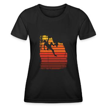 Klettern Bergsteiger Bergsteigen Bergsport Vintage - Frauen Funktions-T-Shirt - Schwarz - Vorne - AI Model Female 172 light (172cm)