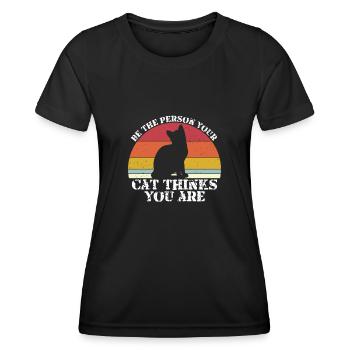 Chat Chats Sunset Amis chats - T-shirt sport Femme - noir - Devant - AI Model Female 172 light (172cm)