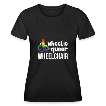 Rollstuhl Rollstuhlfahrer Handicap LGBT Humor - Frauen Funktions-T-Shirt - Schwarz - Vorne - AI Model Female 172 light (172cm)