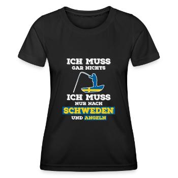 Schweden Angeln Geschenkidee - Frauen Funktions-T-Shirt - Schwarz - Vorne - AI Model Female 172 light (172cm)