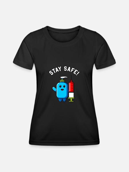 Bleib Gesund Desinfektion Hygiene Spritze Impfung - Frauen Funktions-T-Shirt - Schwarz
