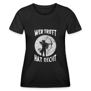 Bogenschiessen Bogenschütze Bogen Pfeil Langbogen - Frauen Funktions-T-Shirt - Schwarz - Vorne - AI Model Female 172 light (172cm)