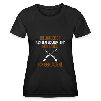 Wildschwein Jagd Lustiger Spruch Jagen für Jäger - Frauen Funktions-T-Shirt - Schwarz - Vorne - AI Model Female 172 light (172cm)