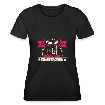 Fußpflege - Frauen Funktions-T-Shirt - Schwarz - Vorne - AI Model Female 172 light (172cm)