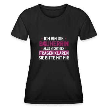 Bauherrin Spruch Hausbau Richtfest Haus Geschenk - Frauen Funktions-T-Shirt - Schwarz - Vorne - AI Model Female 172 light (172cm)