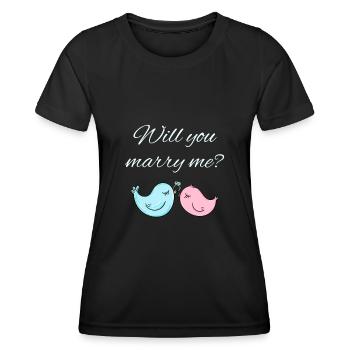 Demande de mariage - T-shirt sport Femme - noir - Devant - AI Model Female 172 light (172cm)