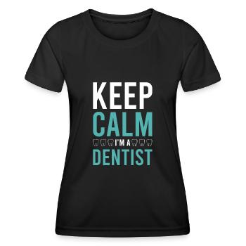 keep calm dentiste - T-shirt sport Femme - noir - Devant - AI Model Female 172 light (172cm)