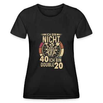 60. Geburtstag Darts Ich bin Double 20 Vintage - Frauen Funktions-T-Shirt - Schwarz - Vorne - AI Model Female 172 light (172cm)