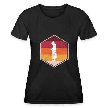 Retro Monk Hexagon Design - T-shirt sport Femme - noir - Devant - AI Model Female 172 light (172cm)