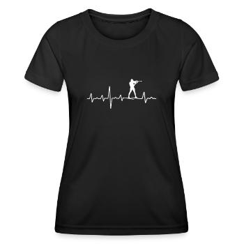 Biathlon Battement cardiaque ECG Fréquence Sports d’hiver - T-shirt sport Femme - noir - Devant - AI Model Female 172 light (172cm)