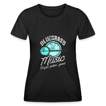 Bluegrass Banjo Gitarrist - Frauen Funktions-T-Shirt - Schwarz - Vorne - AI Model Female 172 light (172cm)