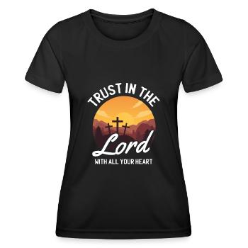 Jésus Proverbe Dieu foi Bible Prière Don - T-shirt sport Femme - noir - Devant - AI Model Female 172 light (172cm)