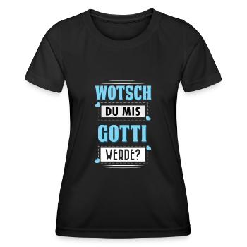Gotti Werde Taufgotti Fragen Gotti Geschenk - Frauen Funktions-T-Shirt - Schwarz - Vorne - AI Model Female 172 light (172cm)