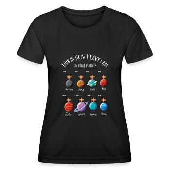 Planeten, Universum, Schwer Auf Planeten - Frauen Funktions-T-Shirt - Schwarz - Vorne - AI Model Female 172 light (172cm)