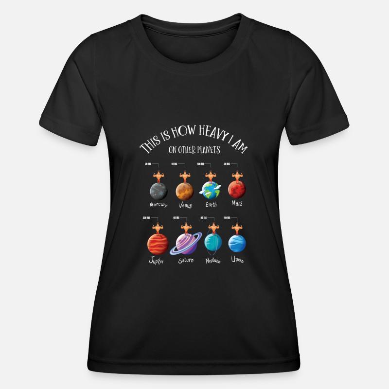 Planets, Universe, Heavy On Planets - Women's Functional T-Shirt - black