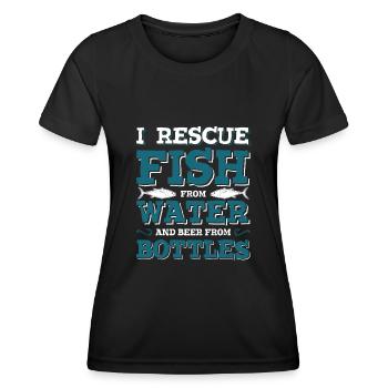pêche pêche pêche - T-shirt sport Femme - noir - Devant - AI Model Female 172 light (172cm)