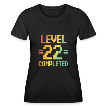 Fête du 22ème anniversaire rétro niveau 22 ans - T-shirt sport Femme - noir - Devant - AI Model Female 172 light (172cm)