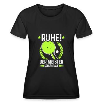 Tischtennis Ruhe der Meister Schlägt auf - Frauen Funktions-T-Shirt - Schwarz - Vorne - AI Model Female 172 light (172cm)