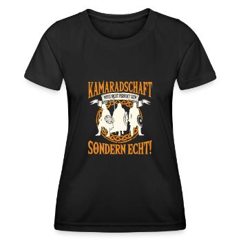 Wikinger Freundschaft, Perfekt Und Echt - Frauen Funktions-T-Shirt - Schwarz - Vorne - AI Model Female 172 light (172cm)