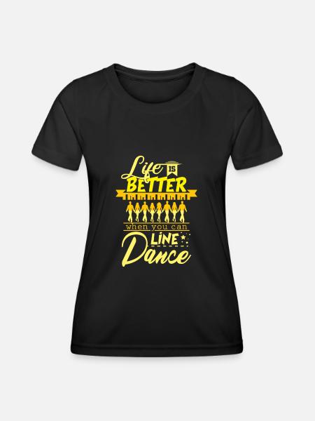 Linedance - Frauen Funktions-T-Shirt - Schwarz