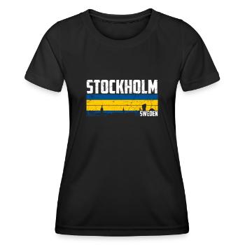 Stockholm Skyline Suède Ville natale - T-shirt sport Femme - noir - Devant - AI Model Female 172 light (172cm)