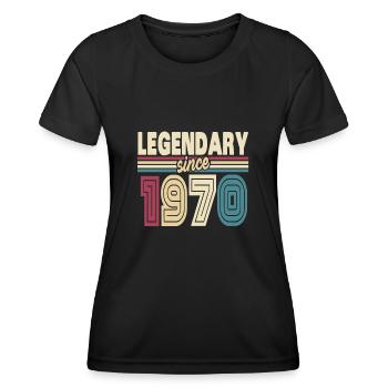 52e anniversaire 1970 Cadeau légendaire de 52 ans - T-shirt sport Femme - noir - Devant - AI Model Female 172 light (172cm)