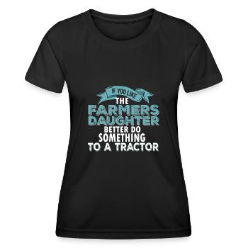 Farmer Tochter Landwirt tochter Trekker Spruch - Frauen Funktions-T-Shirt - Schwarz - Vorne - AI Model Female 172 light (172cm)