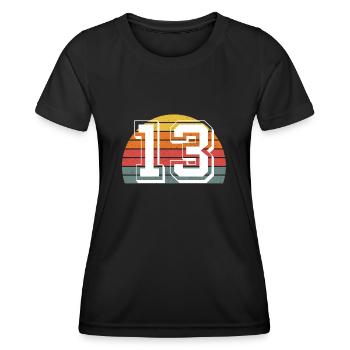 13 - Frauen Funktions-T-Shirt - Schwarz - Vorne - AI Model Female 172 light (172cm)