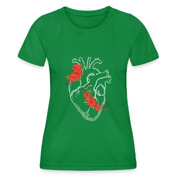 Anatomy Heart / Flowers - Women's Functional T-Shirt - kelly green - Front - AI Model Female 172 dark (172cm)