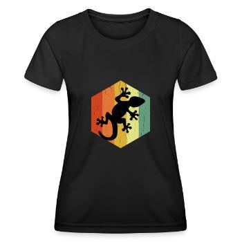 Distressed Gecko Tropski Guster Hexagon - Women's Functional T-Shirt - black - Front - AI Model Female 172 light (172cm)