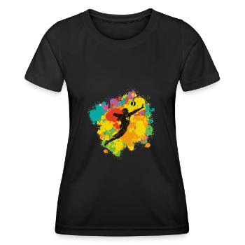 Faustballspieler mit Farbspritzer - Frauen Funktions-T-Shirt - Schwarz - Vorne - AI Model Female 172 light (172cm)