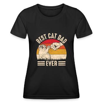 Bester Katzen Papa der Welt | Katze Papa Geschenk - Frauen Funktions-T-Shirt - Schwarz - Vorne - AI Model Female 172 light (172cm)