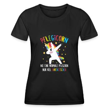 Altenpfleger Einhorn Dab Pflegerin Pflegicorn - Frauen Funktions-T-Shirt - Schwarz - Vorne - AI Model Female 172 light (172cm)
