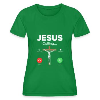Jesus is Calling Jesus Calls - Women's Functional T-Shirt - kelly green - Front - AI Model Female 172 dark (172cm)