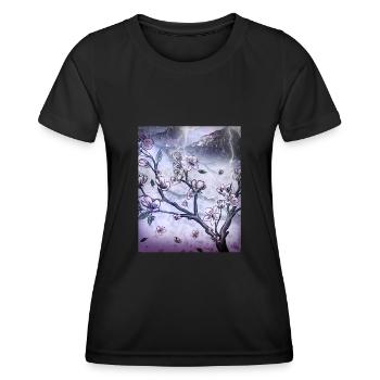 Japanische Kunst Kirschblütenbaum Regen und Donner - Frauen Funktions-T-Shirt - Schwarz - Vorne - AI Model Female 172 light (172cm)