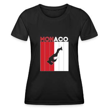 monaco Frontière nationale et pavillon - T-shirt sport Femme - noir - Devant - AI Model Female 172 light (172cm)