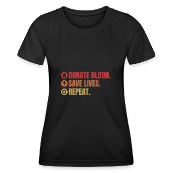 Le don de sang donneur de sang Don de donneurs - T-shirt sport Femme - noir - Devant - AI Model Female 172 light (172cm)