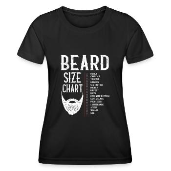 Bart Größentabelle, Bart, Bärtslänge - Frauen Funktions-T-Shirt - Schwarz - Vorne - AI Model Female 172 light (172cm)