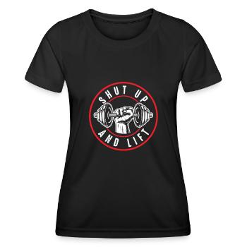 hantel gym fit - Frauen Funktions-T-Shirt - Schwarz - Vorne - AI Model Female 172 light (172cm)