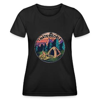 I hate People Distressed Vintage Retro Hass Hater - Frauen Funktions-T-Shirt - Schwarz - Vorne - AI Model Female 172 light (172cm)