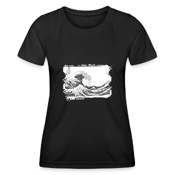 The Great Wave Kanagawa - Japanische Kunst - Frauen Funktions-T-Shirt - Schwarz - Vorne - AI Model Female 172 light (172cm)
