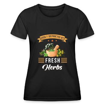 Les herbes - T-shirt sport Femme - noir - Devant - AI Model Female 172 light (172cm)